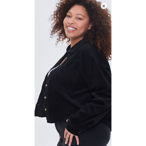 Forever21 Black 3X NWT Lightweight Button Front Corduroy Shirt NEW - Picture 9 of 13